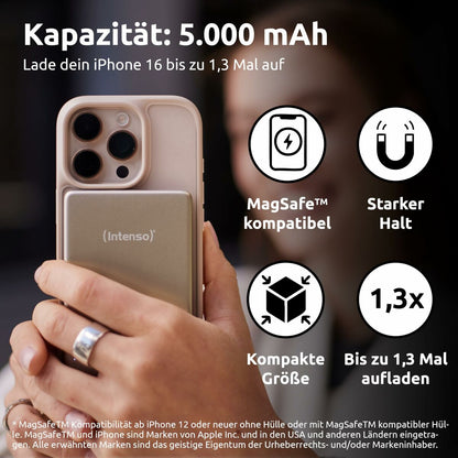 Powerbank INTENSO MW5000 MagSafe 5000 mAh Champagne - finns hos Aktivcamping