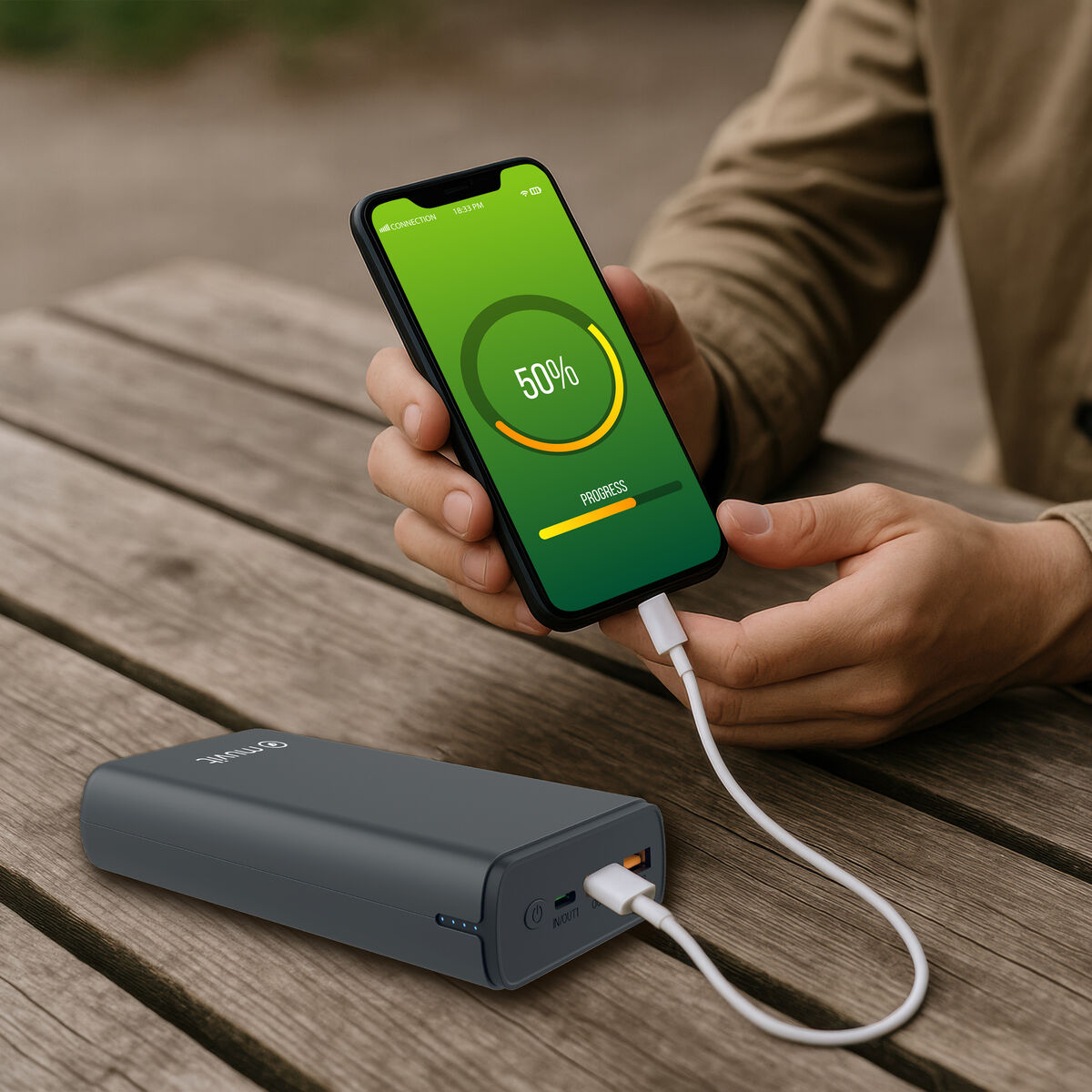 Powerbank Muvit for Change DP200G-R-PD finns hos Aktivcamping