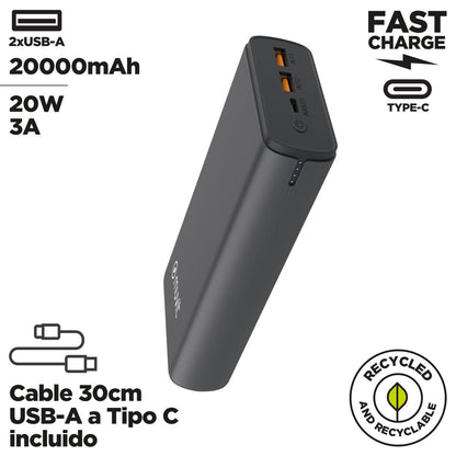 Powerbank Muvit for Change DP200G-R-PD finns hos Aktivcamping