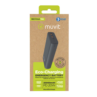 Powerbank Muvit for Change DP200G-R-PD finns hos Aktivcamping
