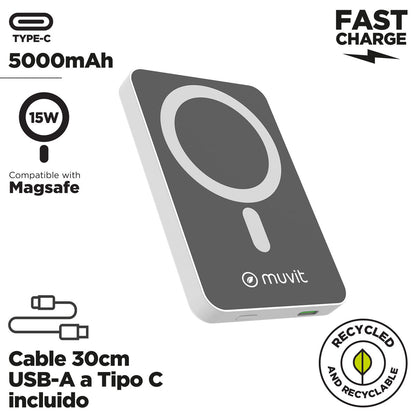 Powerbank Muvit for Change DP51AQ-R Vit 5000 mAh finns hos Aktivcamping