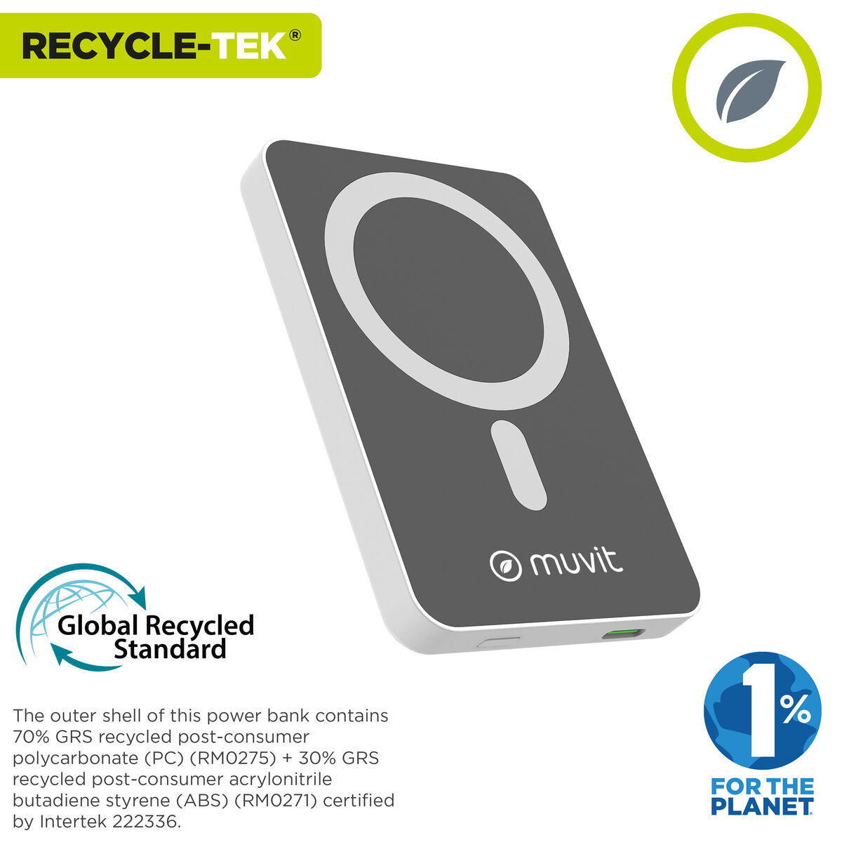 Powerbank Muvit for Change DP51AQ-R Vit 5000 mAh finns hos Aktivcamping