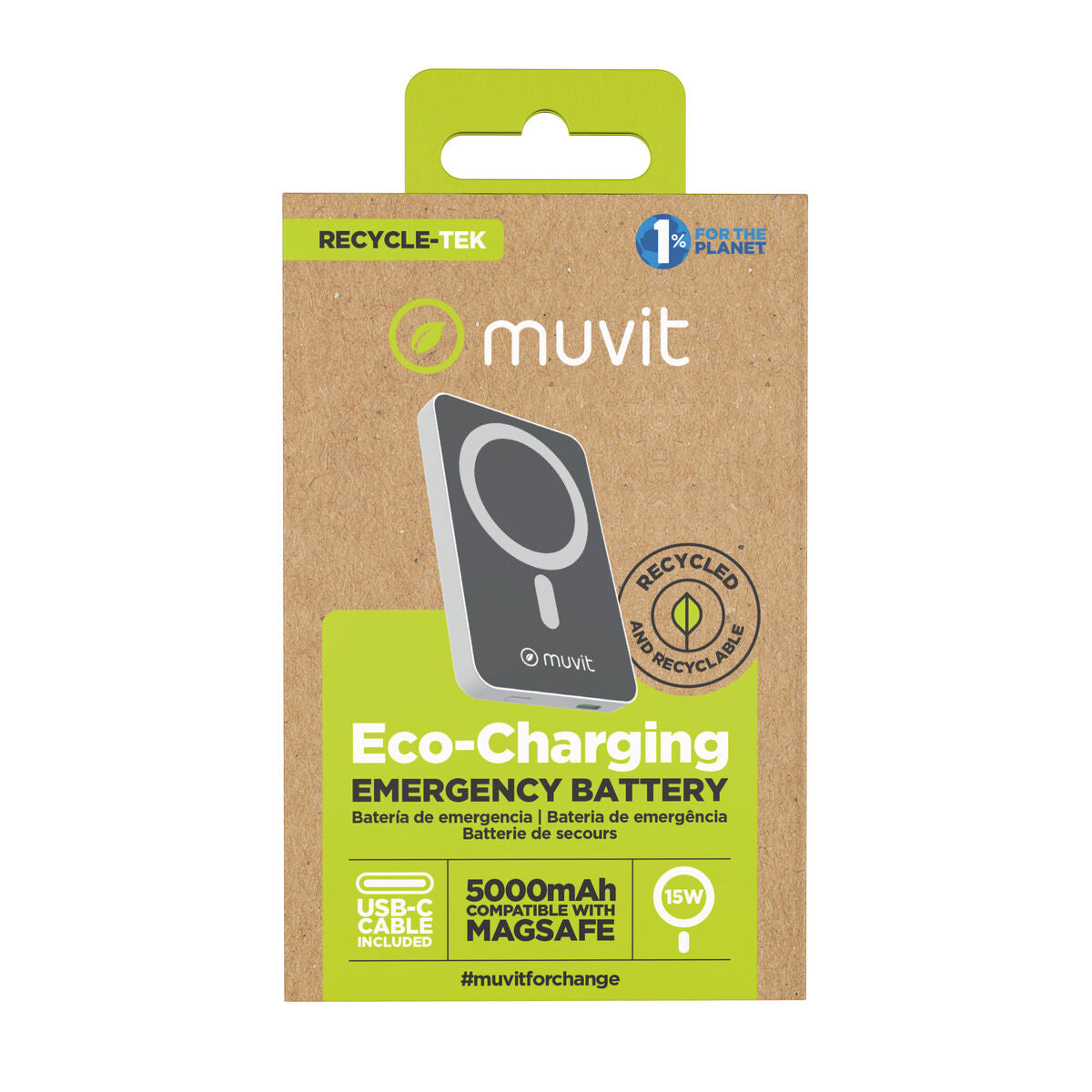 Powerbank Muvit for Change DP51AQ-R Vit 5000 mAh finns hos Aktivcamping