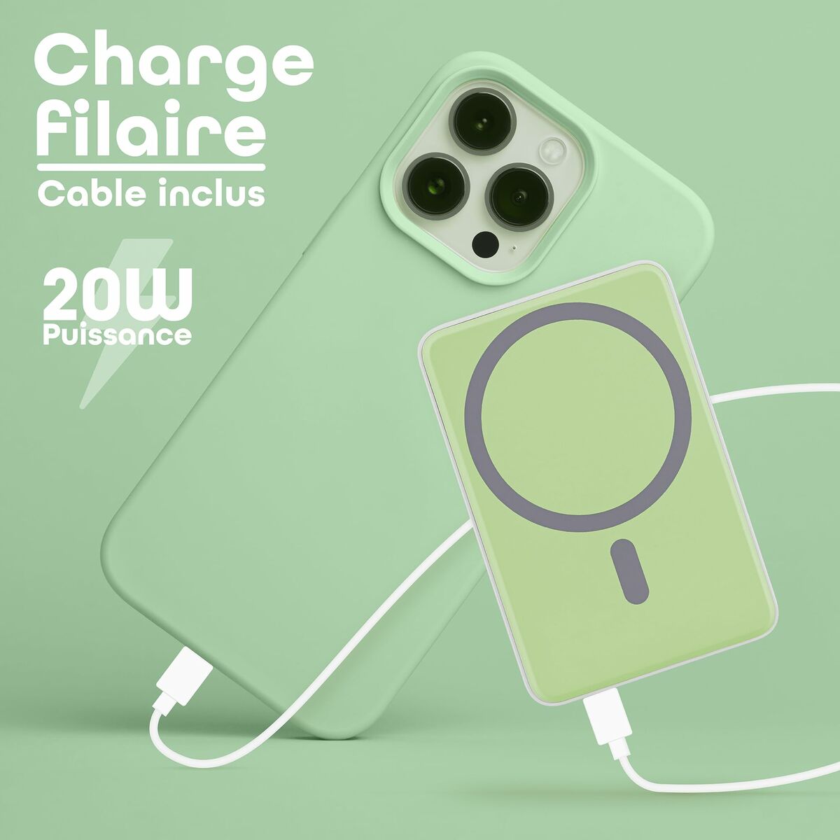 Powerbank T'NB PBUMAG5GR Grön 5000 mAh Magsafe - finns hos Aktivcamping