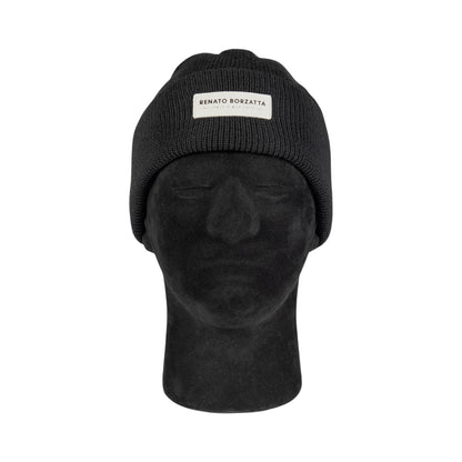 MONVISO Dubbel Lager Stickad Mössa i Ull Svart One Size RB5001A