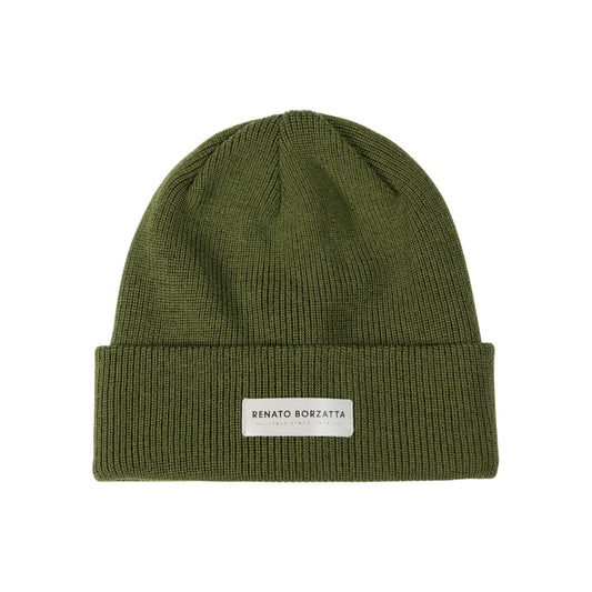 MONVISO dubbellager stickad ullmössa grön unisex värmande RB5001E