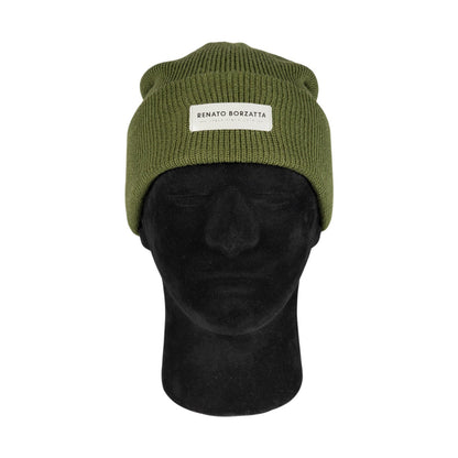 MONVISO dubbellager stickad ullmössa grön unisex värmande RB5001E