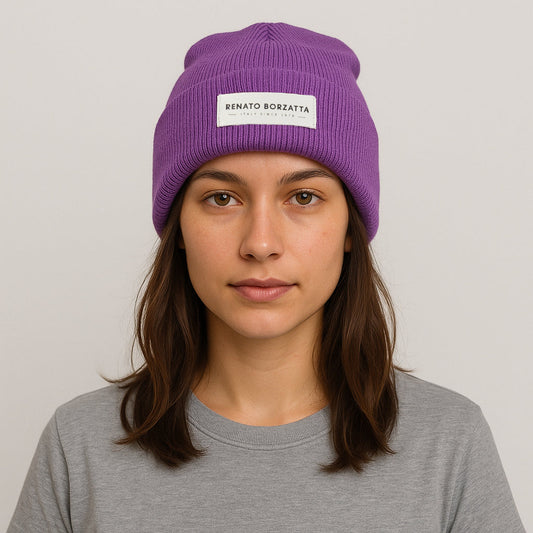 MONVISO Dubbel Lagervirkad Mössa i Ull Made in Italy Lila One Size RB5001Y