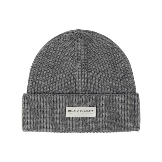 CERVINO Stickad Ullmössa Grå Melange Made in Italy Unisex RB5003F