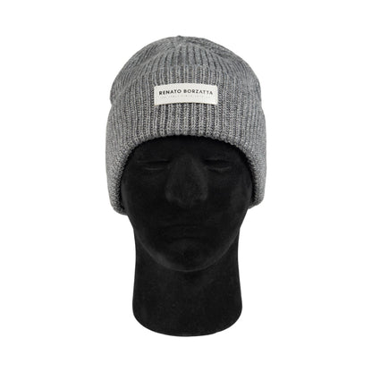 CERVINO Stickad Ullmössa Grå Melange Made in Italy Unisex RB5003F
