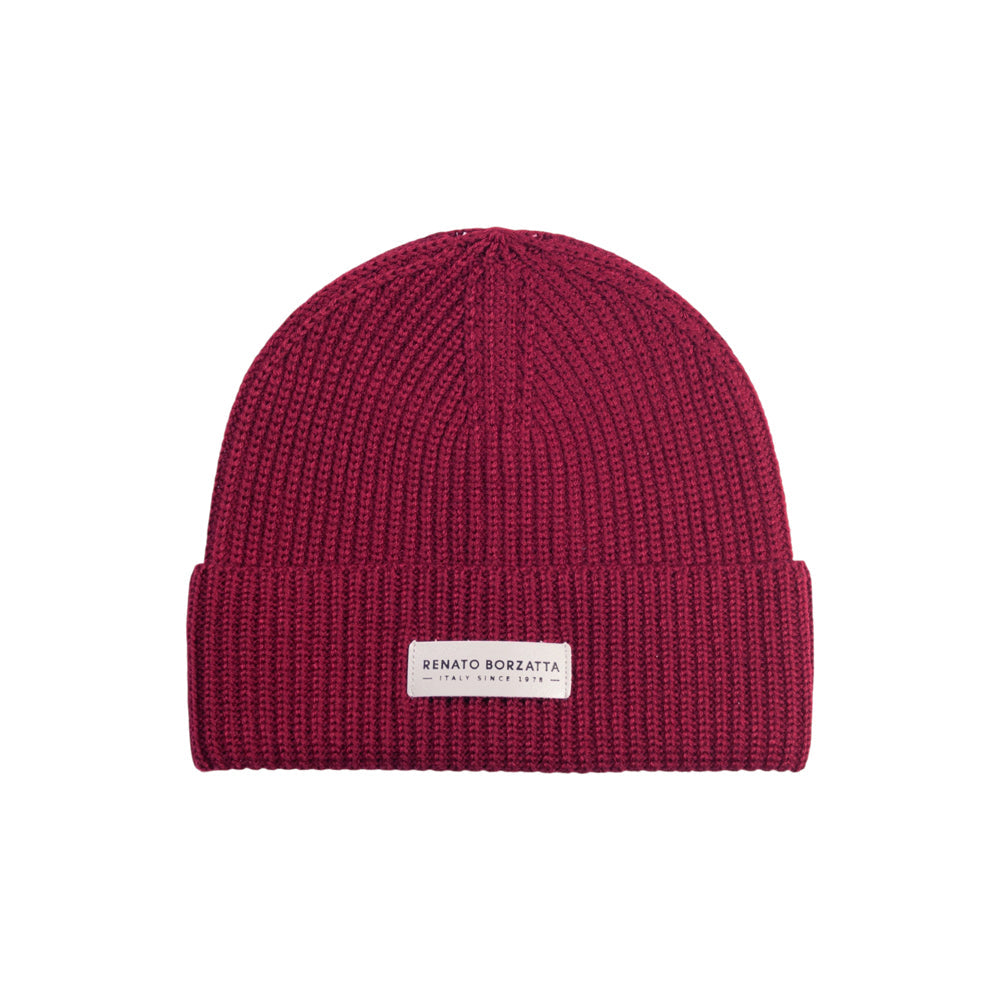CERVINO Wool Blend Knit Mössa Bordeaux Made in Italy RB5003X