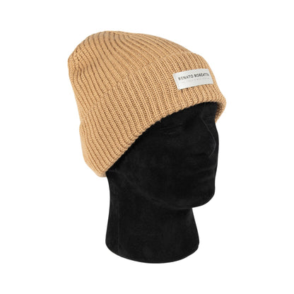 CERVINO Camel Wool Knit Mössa Made in Italy One Size RB5003Z