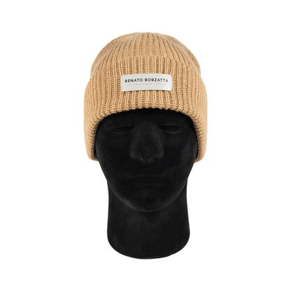 CERVINO Camel Wool Knit Mössa Made in Italy One Size RB5003Z