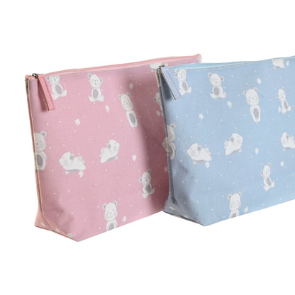 Resenecessär DKD Home Decor Blå Rosa polialgodon osos 33 x 8 x 21 cm (2 antal) - finns hos Aktivcamping