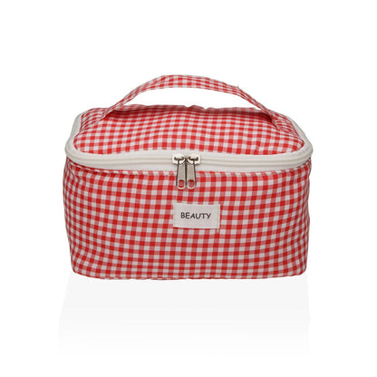 Resenecessär Versa Vichy Röd Polyester Textil 12 x 12 x 20 cm finns hos Aktivcamping