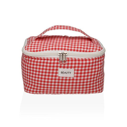 Resenecessär Versa Vichy Röd Polyester Textil 12 x 12 x 20 cm finns hos Aktivcamping