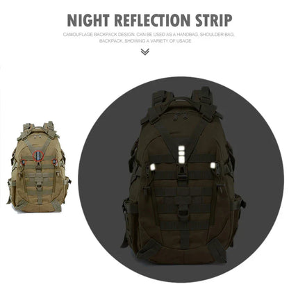 Vattentät Ryggsäck Khaki Taktisk Camping Hiking 40L