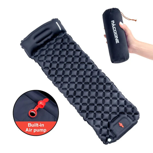 Ultralight Camping Inflatable Mattress with Built-In Pump and Pillows-0