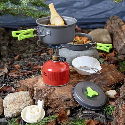 Portabelt Campingkokkärl Set i Aluminium Nonstick för Utomhusbruk