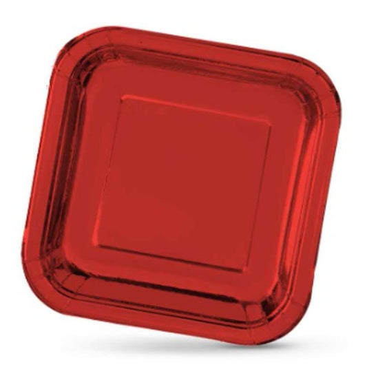 Plate set Algon Square Cardboard Disposable 23 x 23 x 1.5 cm Red 10 pieces