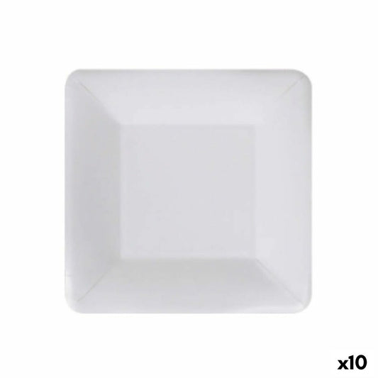 Plate set Algon Disposable White Cardboard Square 18 cm (10 pieces)