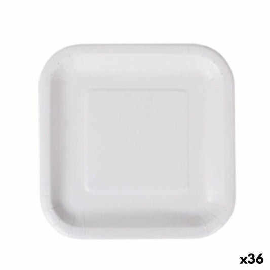 Plate set Algon Disposable White Cardboard Square 20 cm (36 pieces)