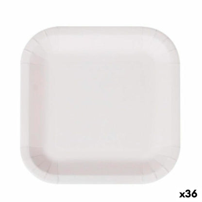 Plate set Algon Disposable White Cardboard Square 26 cm (36 pieces)