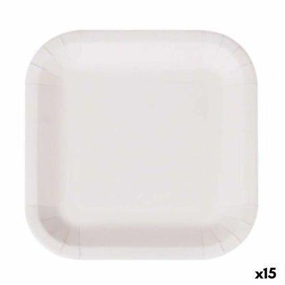 Plate set Algon Disposable White Cardboard Square 26 cm (15 pieces)