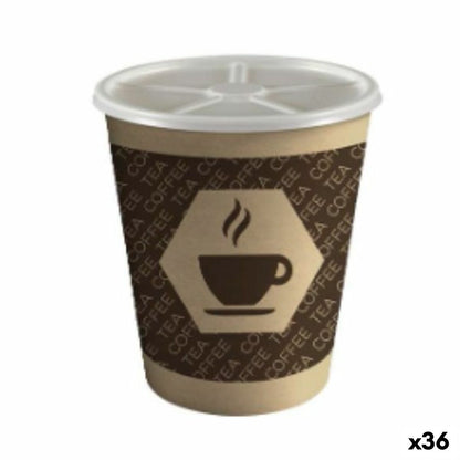 Glass with lid Algon Cardboard Disposable Coffee/ Café 36 pieces (12 pieces)