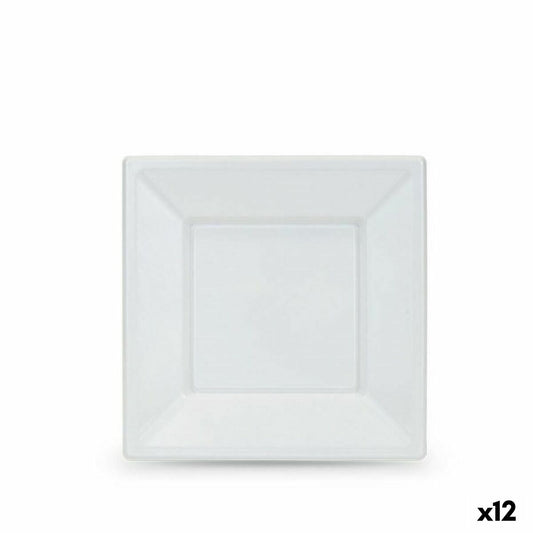 Set med återanvändbara tallrikar Algon Vit Plast 18 x 18 x 1,5 cm (24 antal)