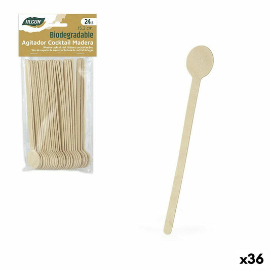 Set of spoons Algon Cocktail Wood 24 Pieces (36 pieces)