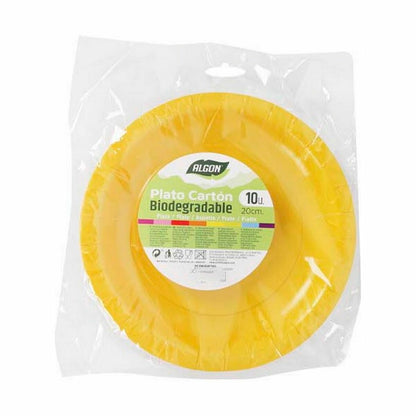 Plate Set Algon Disposable 20 cm Cardboard Yellow 10 Pieces (36 pieces)