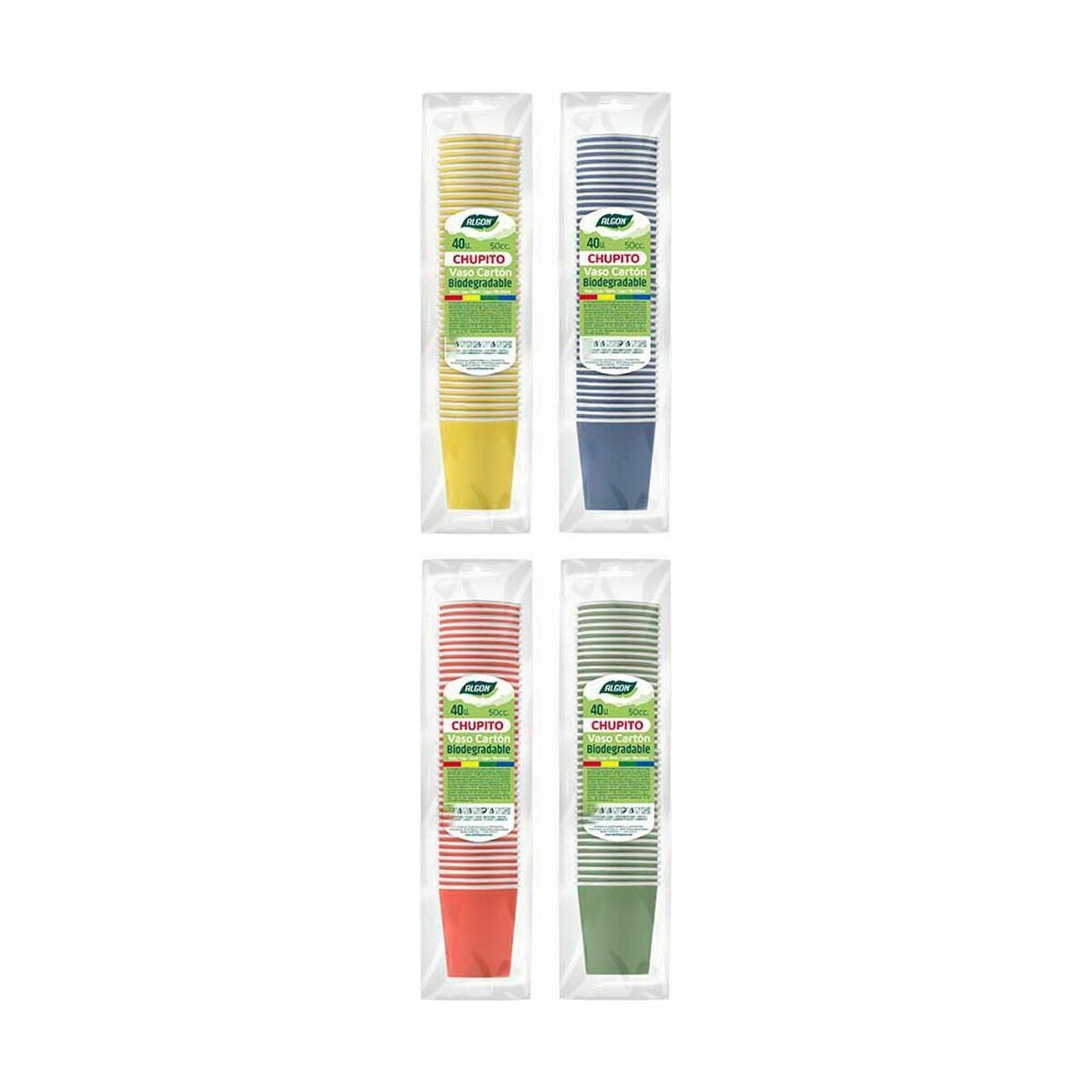 Set med snapsglas Algon Engångsanvändning Papp Multicolour 40 Delar 50 ml (36 antal)