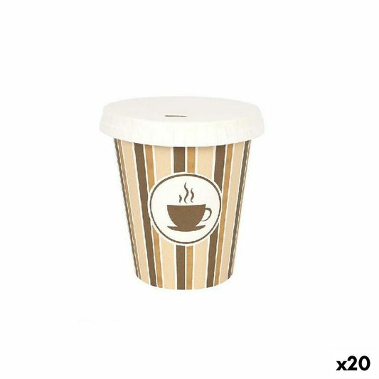 Algon Ice Cream Cup With Lid Disposable Coffee/Café Cardboard 6 Pieces 250 ml (20 pieces)