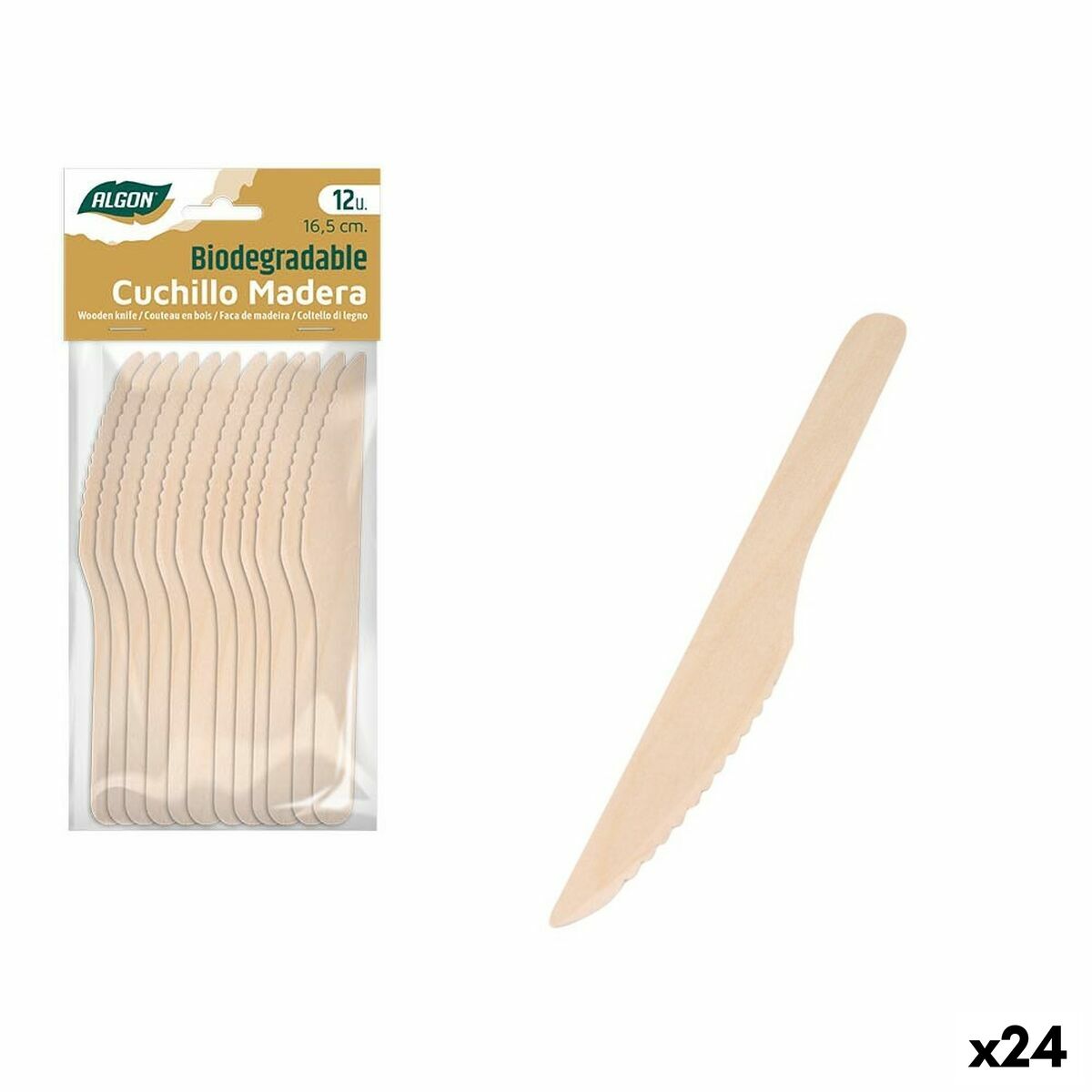 Knivset Algon Trä 12 Delar 16,5 cm (24 antal)