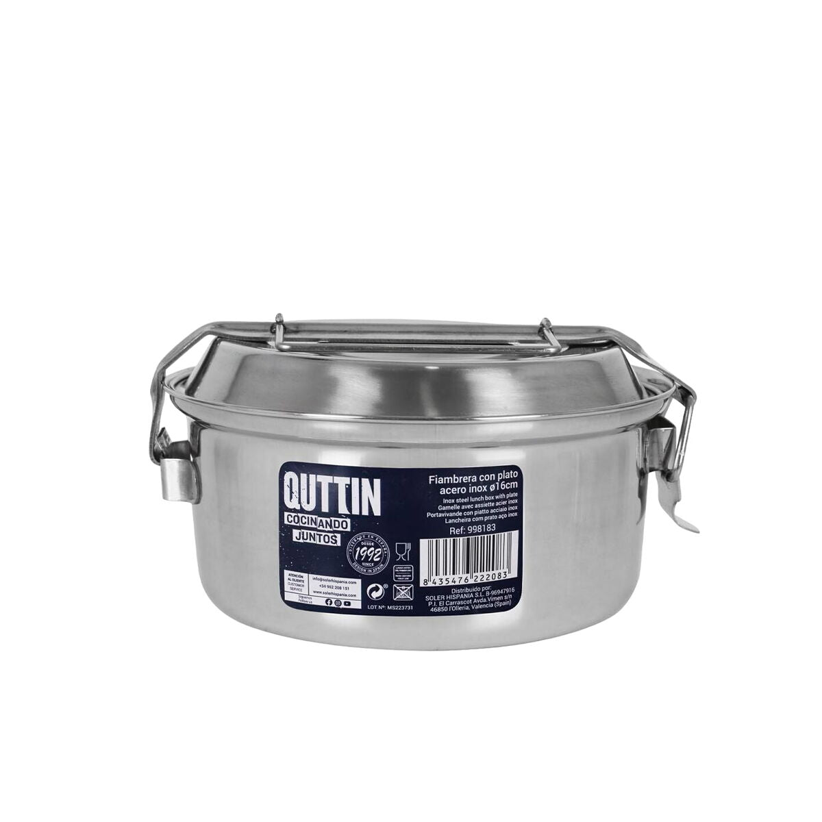 Lunch box Quttin Plate Stainless steel Ø 16 x 8.2m (6 pieces)