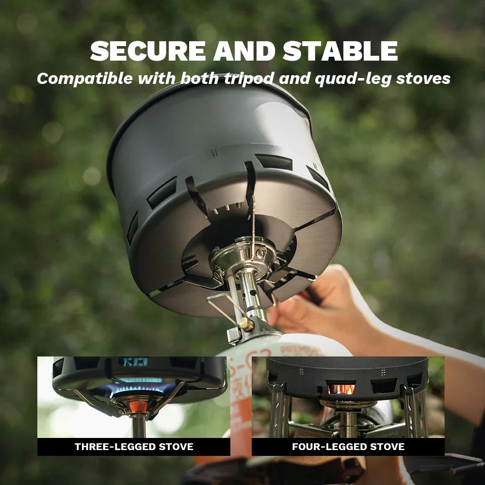 Ultralight heat exchanger pot 800ml camping cookware grey