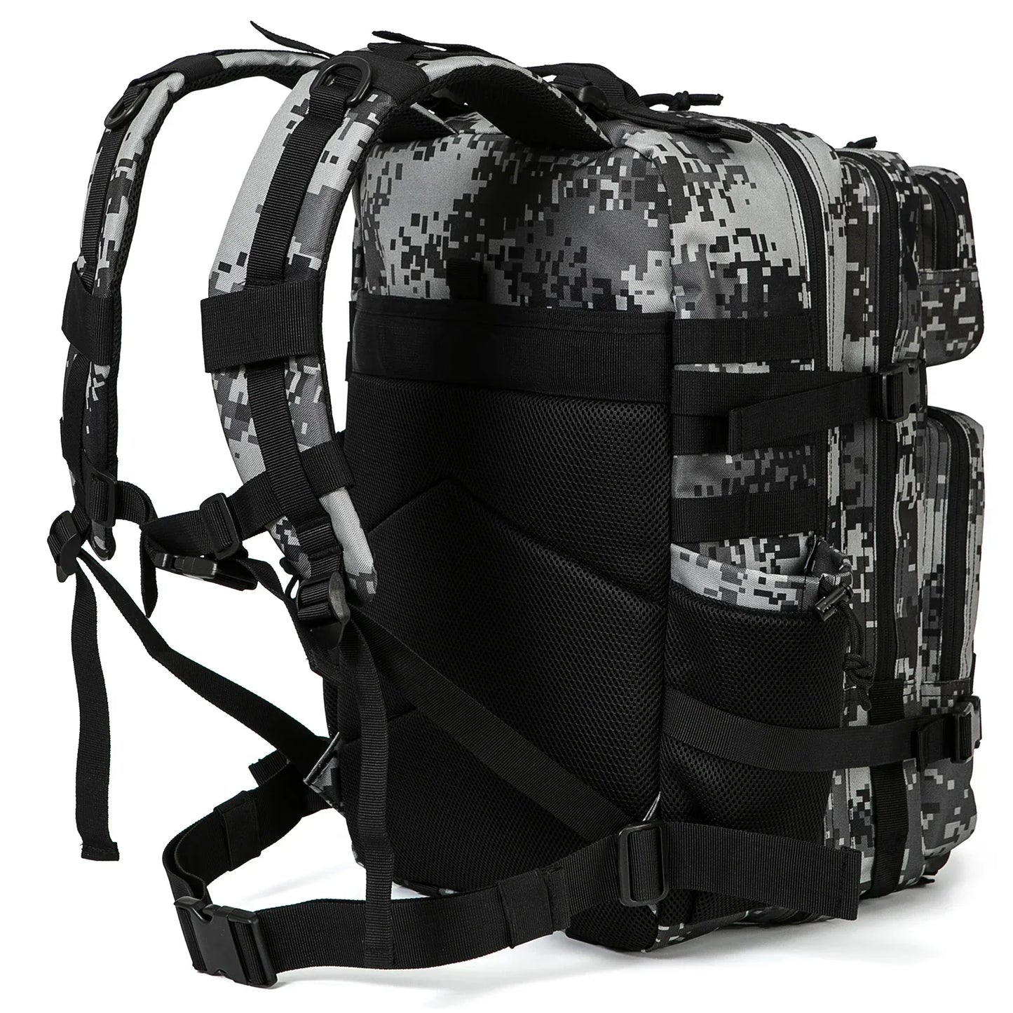Vattentät Taktisk Ryggsäck Svart Camo MOLLE 45L