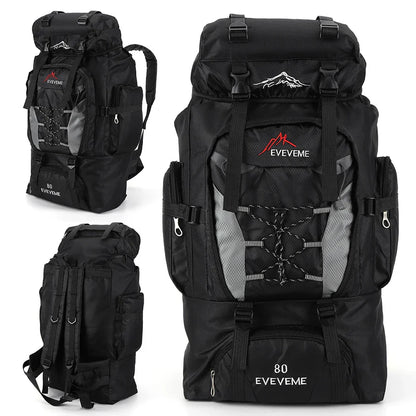 Stor Ryggsäck Vattentät Outdoor Svart 80L