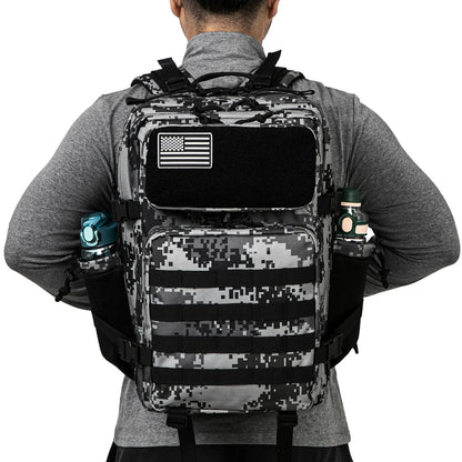 Vattentät Taktisk Ryggsäck Svart Camo MOLLE 45L