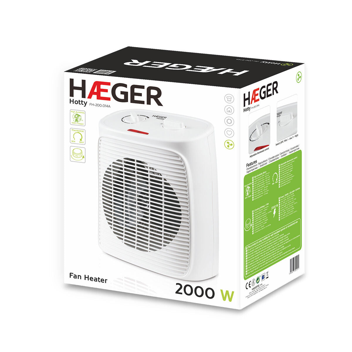 Bärbar värmefläkt Haeger Hotty Vit 2000 W - finns hos Aktivcamping