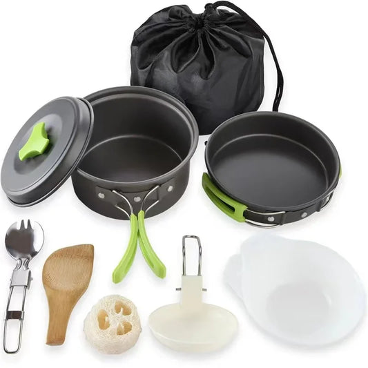 Portabelt Campingkokkärl Set i Aluminium Nonstick för Utomhusbruk-0