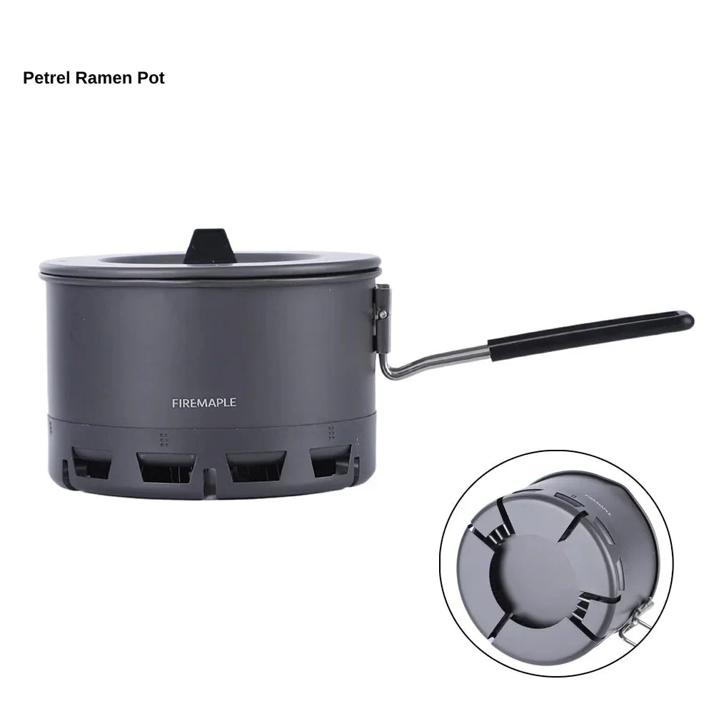 Ultralight heat exchanger pot 800ml camping cookware grey