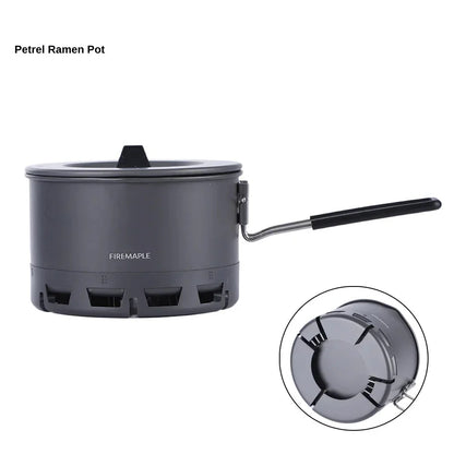 Ultralight heat exchanger pot 800ml camping cookware grey