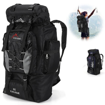 Stor Ryggsäck Vattentät Outdoor Svart 80L