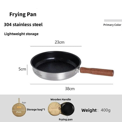 Camping Stekpanna Non-Stick Rostfritt Stål Lättviktsdesign Silver