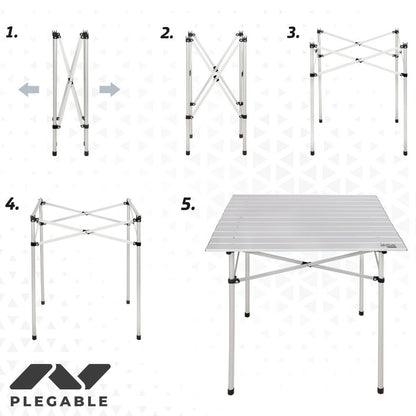 Folding table Aktive Silver Aluminum 70 x 70 x 70 cm (4 pieces)