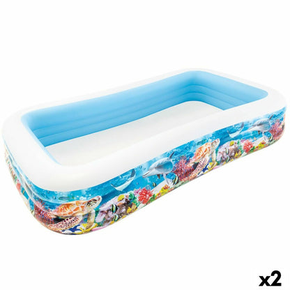 Uppblåsbar plaskpool för barn Intex Tropiskt 1020 L 305 x 56 x 183 cm (2 antal)