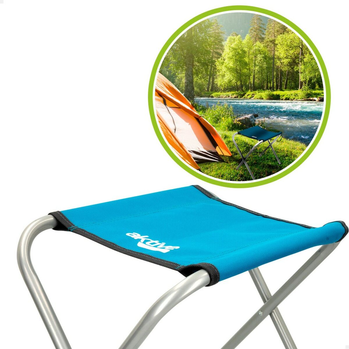 Folding stool Aktive Blue Camping 30 x 37 x 40 cm (4 pieces)