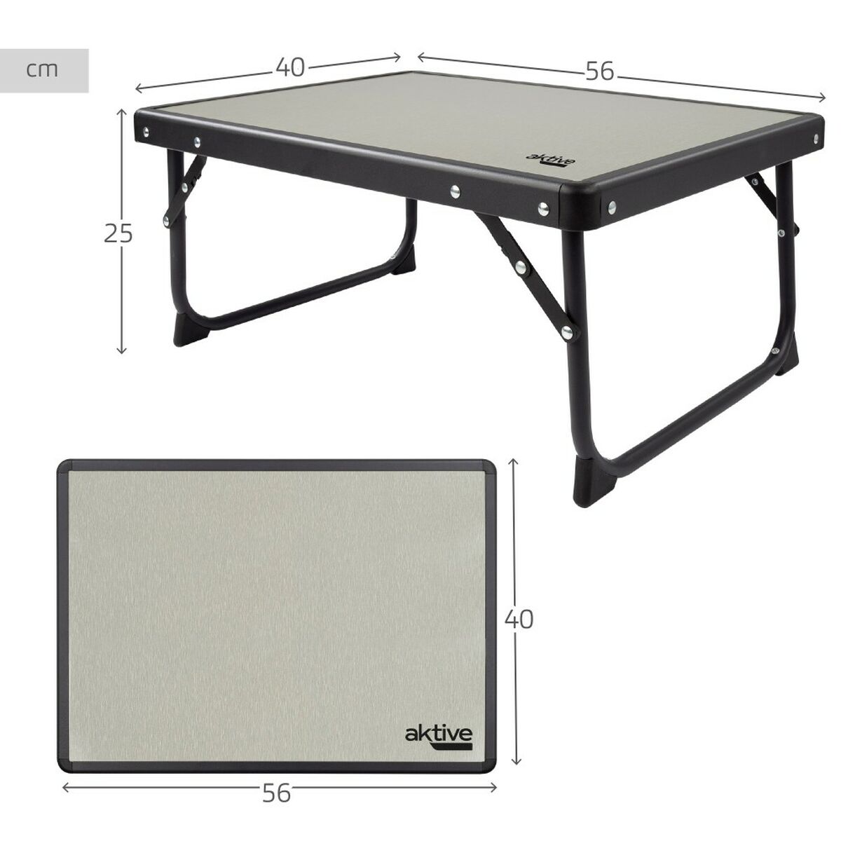 Folding table Aktive Camping Grey 56 x 25 x 40 cm (2 pieces)